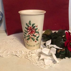 Lenox Holiday Comfort & Joy thermal travel mug.